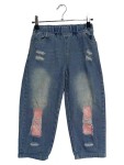 Vorschaubild 1 von Ripped Jeans Kinder Blau Gr. 128 Baumwolle Uni Streetwear 25 cm