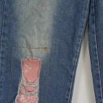 Vorschaubild 4 von Ripped Jeans Kinder Blau Gr. 128 Baumwolle Uni Streetwear 25 cm
