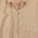 Vorschaubild 3 von Hemdbluse Damen 3/4-Arm Gestreift Baumwolle Beige Gr. 52 6XL