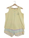 Vorschaubild 1 von Schlafanzug Damen Gr. 40/L Gelb Baumwolle Polyester Gestreift Komfortabel
