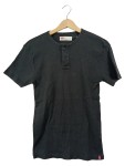 Vorschaubild 1 von Herren Henley Shirt Kurzarm Rippstrick Schwarz Gr. S