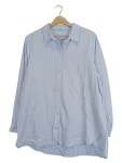 Vorschaubild 1 von Hemdbluse Damen Langarm Baumwolle Gestreift Blau Gr. 52 6XL Knopfleiste