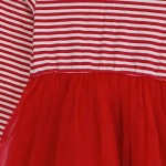Vorschaubild 3 von Festliches Kleid Mädchen Gr. 86 Rot Gestreift Langarm Rüschen Baumwolle