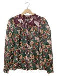 Vorschaubild 1 von Damen Bluse Blumenmuster Grün Baumwolle Langarm Gr. 40 L Freizeit