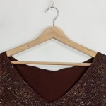 Vorschaubild 3 von Damen Top Spitze Pailletten Dunkelbraun Gr. 48 V-Ausschnitt Elegant