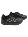 Vorschaubild 1 von Damen Sneaker Low Leder Nieten Schwarz Gr. 41 Freizeit Schuhe