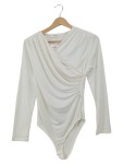 Vorschaubild 1 von Body Damen Langarm Raffung Elegant Weiß Gr. 40 Polyester Oberteil