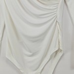 Vorschaubild 3 von Body Damen Langarm Raffung Elegant Weiß Gr. 40 Polyester Oberteil