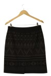 Vorschaubild 2 von A-Linienrock Damen Gr. 34/XS Schwarz Grafisch Midirock