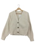 Vorschaubild 1 von Strickjacke Cardigan Rippstrick Beige Damen Gr. 34 XS