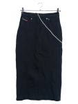 Vorschaubild 1 von Bleistiftrock Damen Gr. 40/L Schwarz Viskose Uni Modern Casual Maxirock
