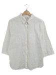 Vorschaubild 1 von Hemdbluse Damen Weiß Gr. 42 Baumwolle Leinen Uni Casual 3/4-Arm Knopf