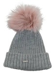 Vorschaubild 2 von Mütze Strickmütze Beanie Bommel Rosa Grau Polyacryl Meliert Sportlich