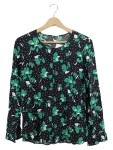 Vorschaubild 1 von Bluse Damen Schwarz Gr. 38/M Viskose Blumen Feminin Langarm Freizeit