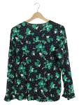Vorschaubild 2 von Bluse Damen Schwarz Gr. 38/M Viskose Blumen Feminin Langarm Freizeit