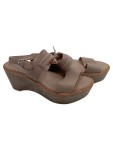Vorschaubild 1 von Plateausandalen Damen Gr. 41 Beige Leder Schnalle 8 cm Casual Uni