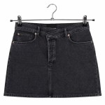 Vorschaubild 1 von Jeansrock Damen Schwarz Gr. 40/L Baumwolle Uni Casual Freizeit Knopf