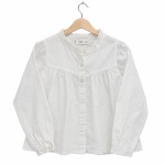 Vorschaubild 1 von Bluse Kinder Weiß Gr. 122 Baumwolle Uni Feminin Langarm Freizeit Rüschen