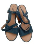 Vorschaubild 2 von Wedges Damen Gr. 38 Blau Leder Schnalle 10 cm Casual Freizeit Uni