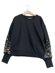 Vorschaubild 1 von Sweatshirt Kinder Schwarz Gr. 134 Baumwolle Blumenmuster Casual Langarm