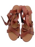 Vorschaubild 2 von Wedges Damen Gr. 38 Braun Leder Schnalle 10 cm Casual Freizeit Uni