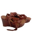 Vorschaubild 1 von Wedges Damen Gr. 38 Braun Leder Schnalle 10 cm Casual Freizeit Uni