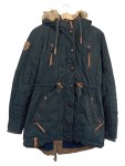 Vorschaubild 1 von Parka Damen Gr. 40/L Schwarz Baumwolle Uni Casual Freizeit Fellbesatz