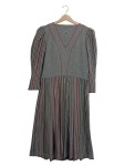 Vorschaubild 2 von C&A Trachtenkleid Dirndl Kleid Damen Gr. 44 XXL Grau Gestreift Knöpfe