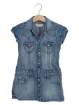 Vorschaubild 1 von Jeanskleid Kinder Blau Gr. 98 Baumwolle Uni Casual Freizeit Frühjahr/Sommer