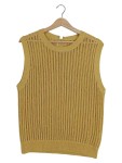 Vorschaubild 1 von Pullunder Damen Gelb Gr. 42/XL Polyester Lochmuster Casual Ärmellos