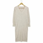 Vorschaubild 1 von Strickkleid Damen Beige Gr. 34/XS Polyacryl Rippstrick Casual Alltag