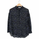 Vorschaubild 1 von Bluse Damen Gr. 34/XS Schwarz Viskose Blumenmuster Elegant Knopf