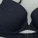 Vorschaubild 4 von Bikini-Oberteil Damen Schwarz Gr. 38 Polyamid Strukturmuster Modern