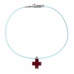 Vorschaubild 1 von Kette mit Anhänger Damen Rot Metall Uni Minimalistisch Kreuze Medizinisch