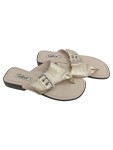 Vorschaubild 1 von Zehentrenner Damen Gr. 38 Gold Leder Schnalle Casual Freizeit Uni