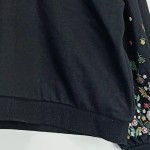 Vorschaubild 4 von Sweatshirt Kinder Schwarz Gr. 134 Baumwolle Blumenmuster Casual Langarm