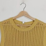Vorschaubild 4 von Pullunder Damen Gelb Gr. 42/XL Polyester Lochmuster Casual Ärmellos