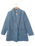 Vorschaubild 1 von Klassischer Mantel Damen Gr. 42/XL Blau Polyester Uni Elegant Langarm