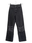 Vorschaubild 1 von Jeans Straight Leg Damen Gr. W25/32/XXS Schwarz Baumwolle Uni Freizeit