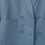 Vorschaubild 4 von Klassischer Mantel Damen Gr. 42/XL Blau Polyester Uni Elegant Langarm