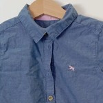 Vorschaubild 4 von Hemdbluse Kinder Gr. 116 Blau Baumwolle Uni Casual Langarm Freizeit