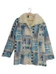 Vorschaubild 1 von Pelzjacke Damen Gr. 44/XXL Blau Polyester Grafisch Casual Langarm