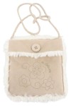 Vorschaubild 1 von Kinder Umhängetasche Beige Stoff Kunstfell Blumen Casual