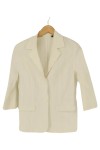 Vorschaubild 1 von Blazer Damen Gr. UNI Weiß Baumwolle Strukturmuster 3/4-Arm Knopf