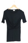 Vorschaubild 1 von Damen T-Shirt Schwarz Gr. 32/XS Rippstrick Kurzarm Basic