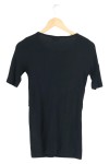 Vorschaubild 2 von Damen T-Shirt Schwarz Gr. 32/XS Rippstrick Kurzarm Basic