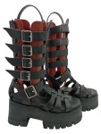 Vorschaubild 1 von Plateausandalen Damen Gr. 41 Schwarz Lederimitat Schnallen 9 cm Uni
