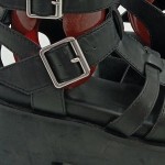 Vorschaubild 5 von Plateausandalen Damen Gr. 41 Schwarz Lederimitat Schnallen 9 cm Uni