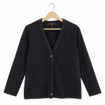 Vorschaubild 1 von Strickjacke Damen Gr. 40/L Schwarz Baumwolle Polyester Uni Casual Langarm