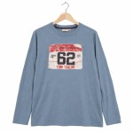 Vorschaubild 1 von Langarmshirt Herren Blau Gr. 54/XL Baumwolle Uni Casual Alltag